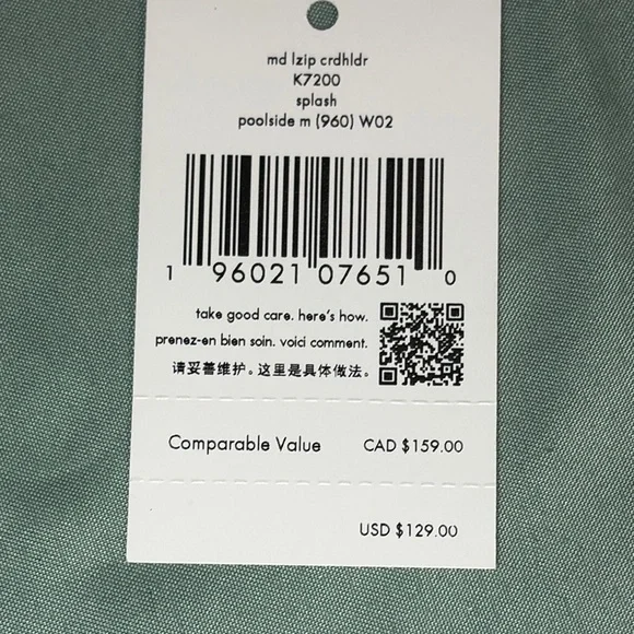 Kate Spade Poolside Swimmer Zip Card Holder Wallet Key Ring NWT - Picture 6 of 6